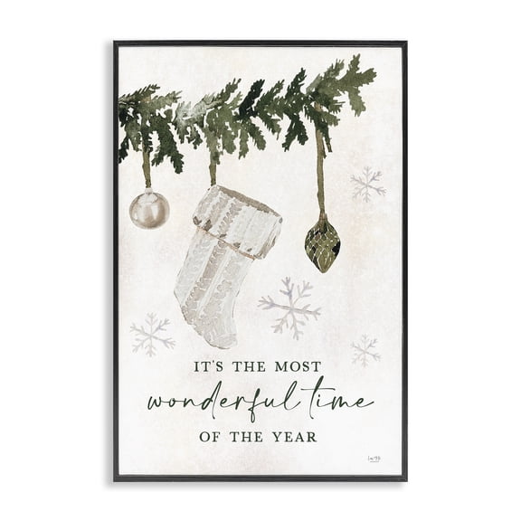 Stupell Industries Farmhouse Festive Hanging Stocking Black Framed Giclee Art, 12 x 18, by Lux Me Designs