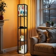 thumbnail image 4 of Floor Lamp with Shelves,Modern Dimmable Standing Lamp Artistic Brown French Grey Corner Display Bookshelf Lamp with 2 USB & 1 Power Outlet for Living Room & Bedroom, 4 of 5