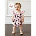 thumbnail image 3 of Rovasas Baby Girl Fall Outfits Football Bow Print Bodysuit with Headband, 3 of 9