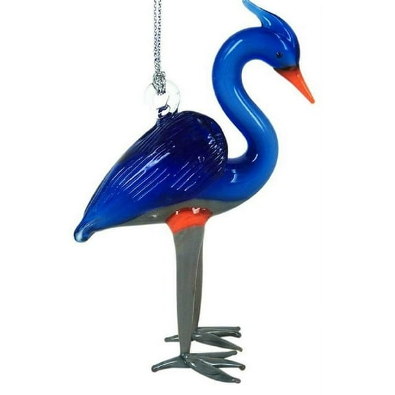 Glass Blue Heron Hanging Ornament