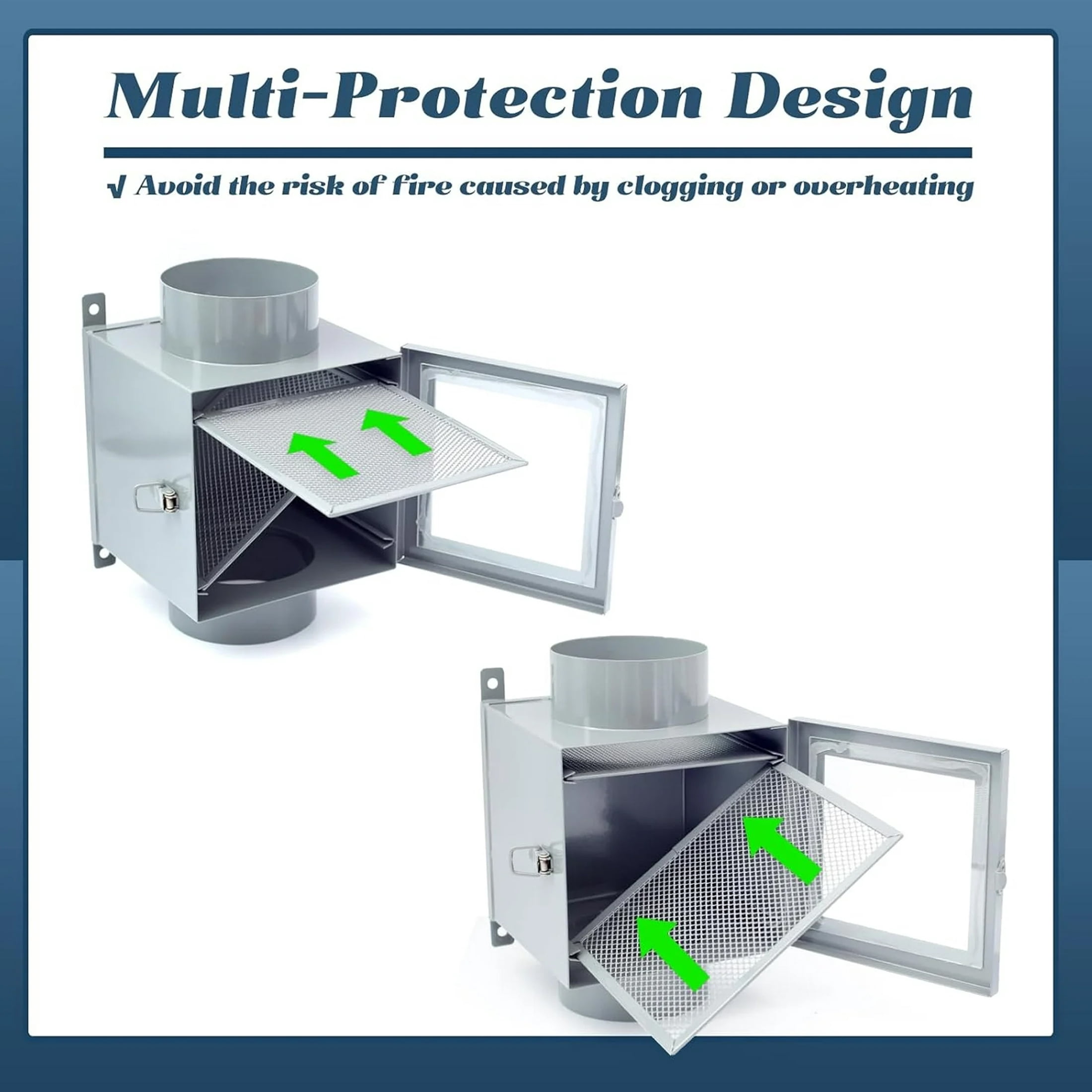 Metal Dryer Duct Lint Trap, Indoor Dryer Vent Kit Compatible with Electric Clothes Dryer with 4" 8FT Dryer Vent Hose 2 Clamps 2 Stainless Steel Mesh