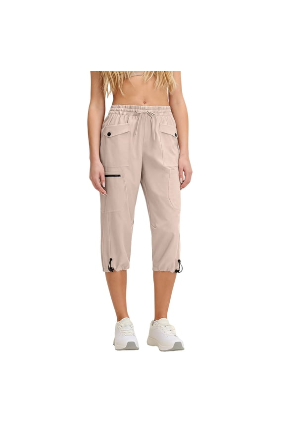 Women's Hiking Capris Pants Quick Dry Drawstring Travel Joggers Lightweight Casual Crop Cargo Pants with Pockets for Outdoor