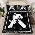 thumbnail image 2 of Manfei Ice Hockey Queen Sheet Sets,Kids Sports Game Flat Sheet,White Snowflake Queen Fitted Sheet For Teens,Breathable Bedroom Decoration,4 Pieces, 2 of 7