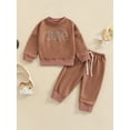 thumbnail image 2 of Sedceaty Toddler Patchwork 2Pcs Outfits, Capital Letter Print Long Sleeve Round Neck Pullover + Elastic Drawstring Casual Trousers, 2 of 8