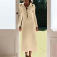 thumbnail image 3 of Efsteb Women's Bodycon Dresses Ribbed Knit Long Sleeve Maxi Dress Slim Solid Pencil Long Dress Casual Fall Winter Clothes (Beige,L), 3 of 8