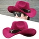 thumbnail image 4 of Sombrero de vaquero de decoración occidental, sombreros de fieltro térmicos novedosos, impermeables, cómodos, informales, sombrero de para Rosado Hugo Sombrero de vaquero, 4 of 10