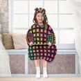 thumbnail image 7 of FORMRS Wearable Blanket Hoodie with Sleeves for Kids Cozy Flannel Sweatshirt, Pink Block Pattern, 7 of 7