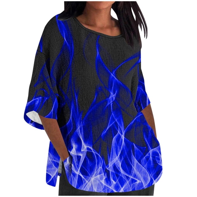 Birdeem Blouses pour Femmes Mode Décontractée Manches 3/4 Imprimé Coton Ample
