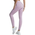 thumbnail image 5 of TWZH Women Solid Color Rib-Knit High Waist Stretchy Workout Yoga Legging, 5 of 7