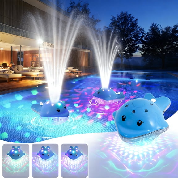 Floating Pool Lights,Floating Pool Fountain with Adjustable Colorful LED Light Show,Waterfall Spray Timer Feature,Floating Light for Above Ground,Swimming Pool,Pond,Garden,Patio,Outdoor Party Decor