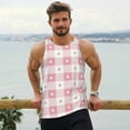 thumbnail image 6 of Gukieu Plaid Heart Print Men's Quick Dry Fitness Vest, Round Neck Sleeveless Fitness Bodybuilding Top-X-Large, 6 of 7
