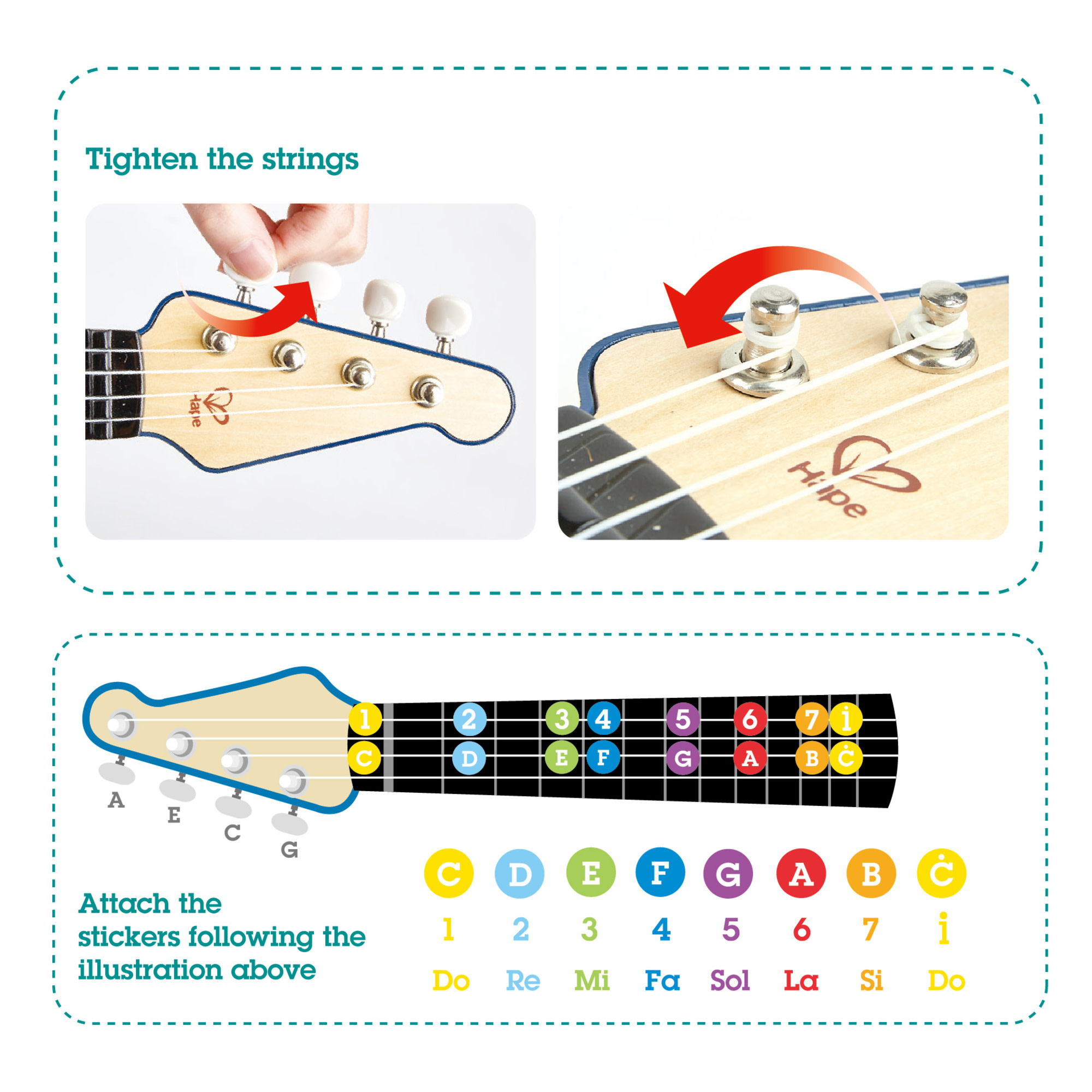 Hape Learn With Lights Kid's Electronic Ukulele in Blue - image 4 of 8