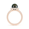 thumbnail image 2 of ANGARA Classic Tahitian Cultured Pearl and Diamond Halo Ring in 14K Rose Gold for Women | June Birthstone, Birthday, Anniversary, Jewelry Gift for Women | Pearl Ring, 2 of 9