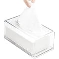 thumbnail image 1 of Nvzi Caja de pañuelos de acrílico transparente cuadrada, soportes para servilletas faciales de baño, dispensador de hojas de secadora transparentes de mesa 8,7 x 4,7 x 3,5 pulgadas, 1 of 3
