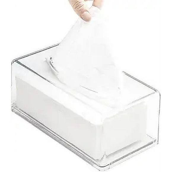 Zhuge Caja de pañuelos cuadrada de acrílico transparente, con tapa rectangular, dispensador de toallitas para secadora de mesa, para baño, cocina y coche, 22,5 x 12,9 x 9 cm