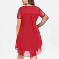 thumbnail image 3 of jsaierl Fashion Summer Women Casual Plus Size Sheer Lace Sleeve High Low Hem Round Neck Swing Dress for Women 2024, 3 of 5