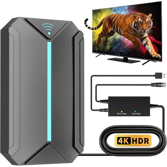 TV Antenna Indoor for Local Channels, Digital Antenna for Smart TV, Amplified Signal Booster Long Range Reception with 3200 Miles,Supports 4K 1080p HD, Long Range Antenna for HDTV Without Cable
