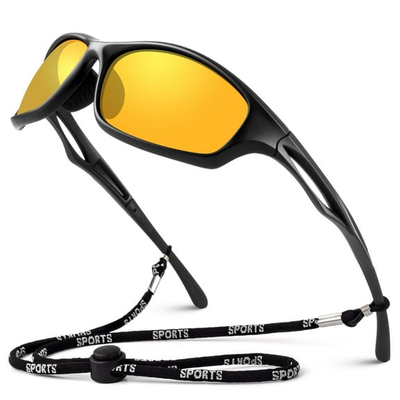 LINVO Night Vision Driving Glasses for Men Women, Anti Glare Polarized Nighttime Glasses HD Yellow Lens