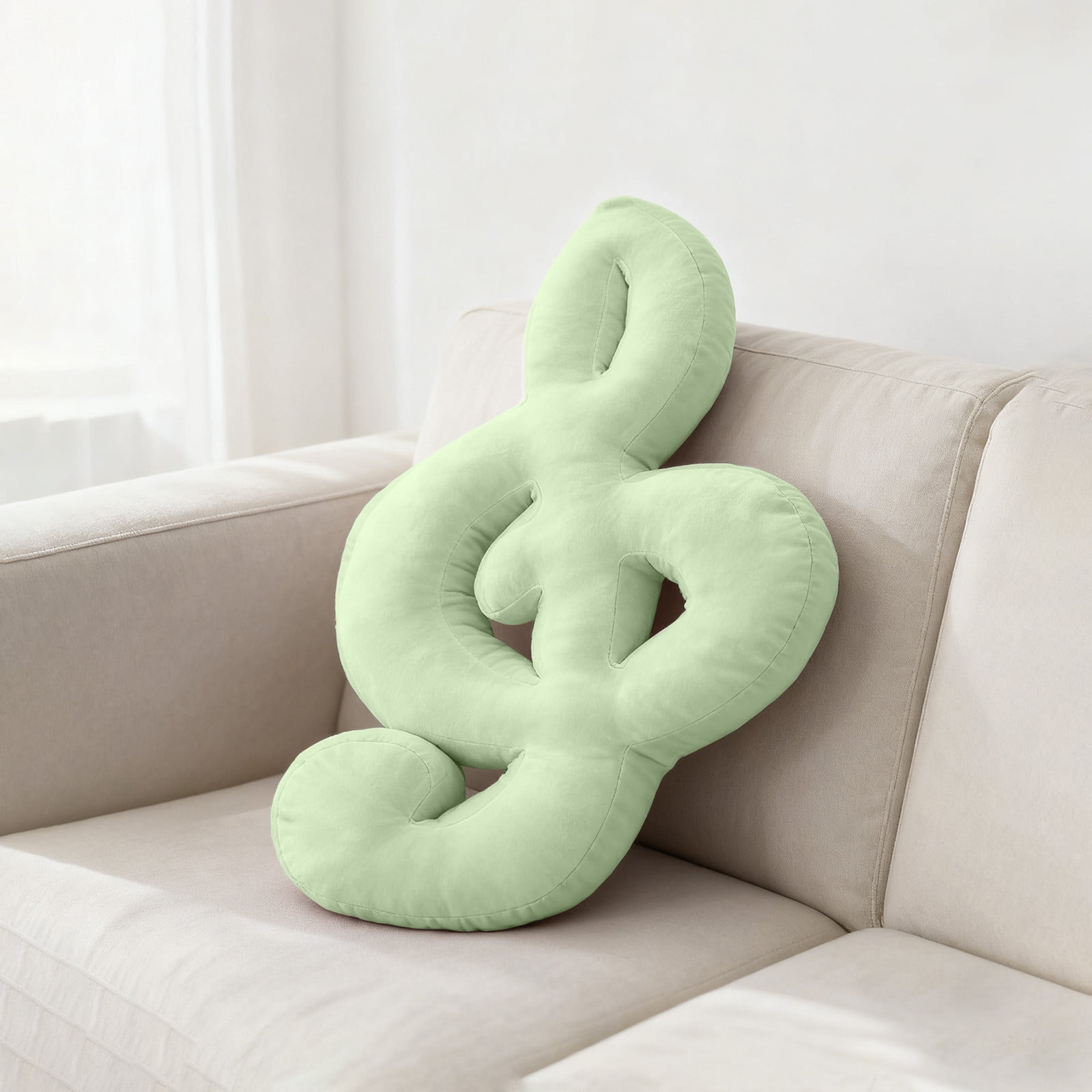 Musical Note Decorative Throw Pillow Soft Plush Cushion for Couches Beds Ergonomic Lumbar Support Kawaii Design for Music Lovers Teens Present,Green