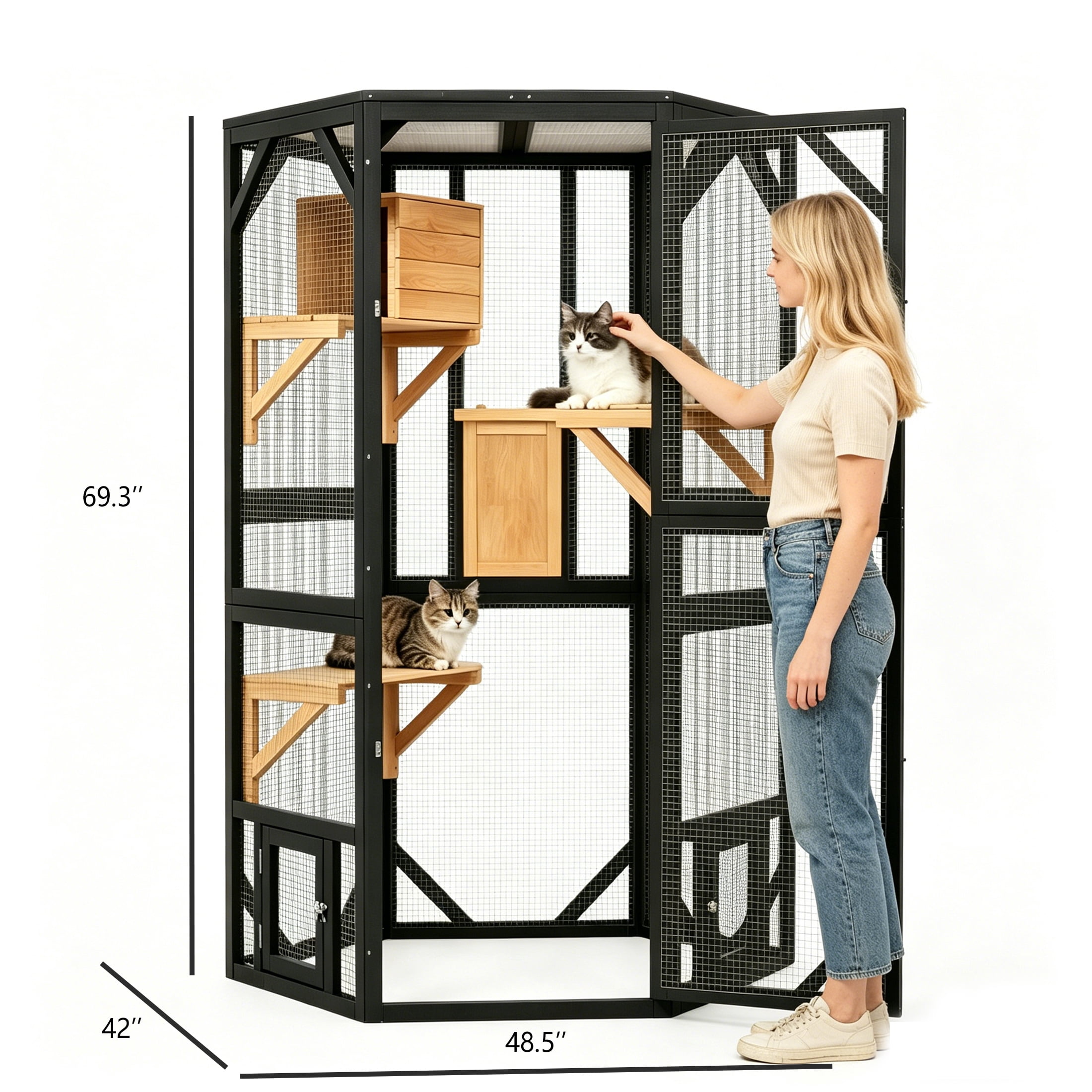 Catio Outside Cat Enclosure Window for Indoor Cats,Large Walk-In Cat Cage with Weatherproof for Multiple Cats