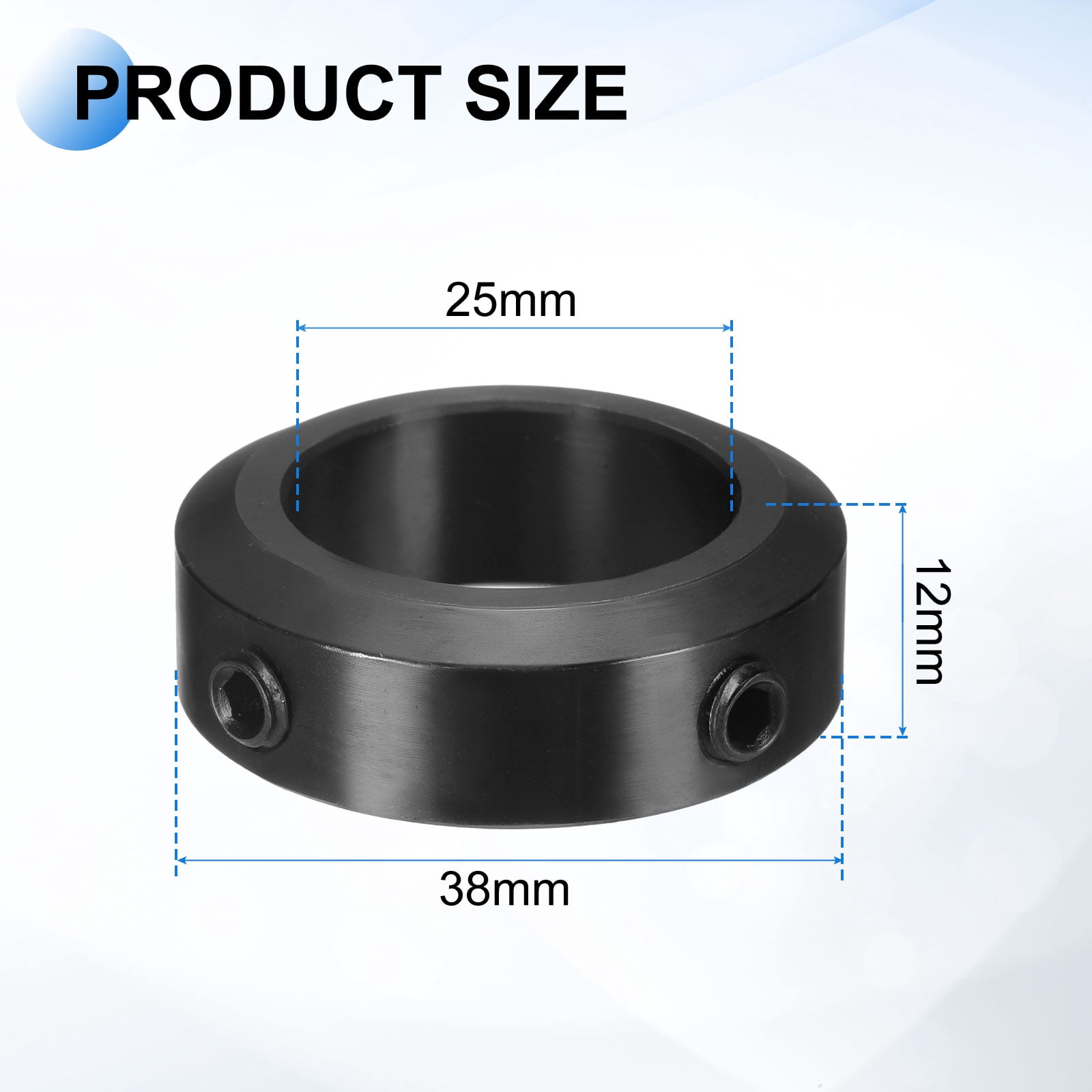 Uxcell 4pack Set-Screw Collars 25mm Bore, 1045 Steel Shaft Collars, 38mm OD, 12mm Width Axle Collar Clamp for Linear Rod Shaft Guide