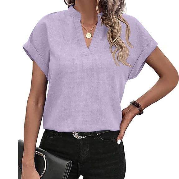 Njoeus Workout Tops for Women White Blouses for Women Dressy Womens Faux Cotton Linen Tops Fashion Casual Short Sleeves Round Neck Tops Loose Work Blouse Summer Tops $15 & Under Tops Summer Savings