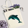 thumbnail image 4 of JEUXUS Blue Dolphin Tote Bag for Women Canvas 2 Pcs Cute Aesthetic Tote Bags with Zipper White, 4 of 7