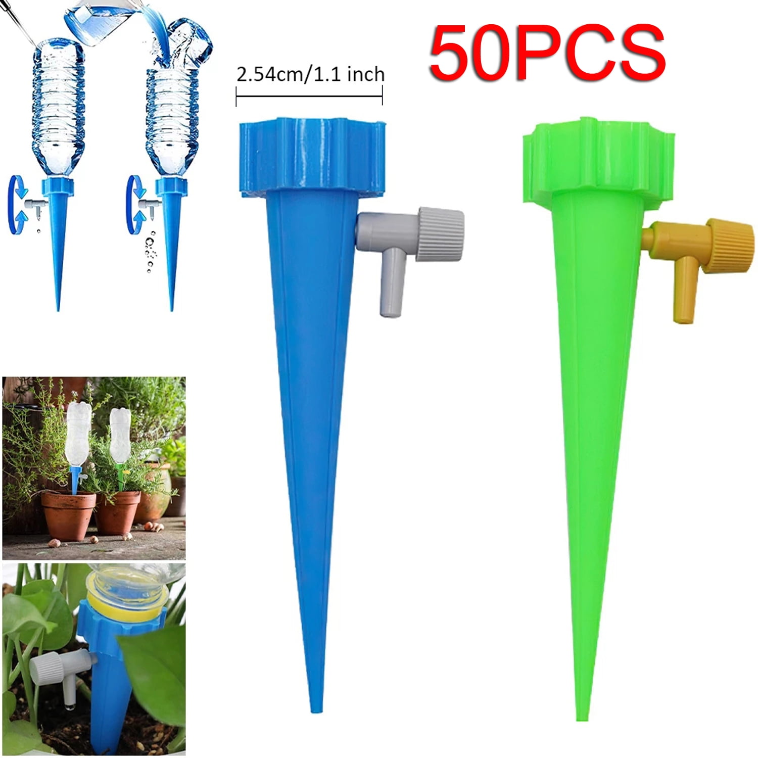 50Pcs Adjustable Self Watering Spike Drip Irrigation System Plant Slow