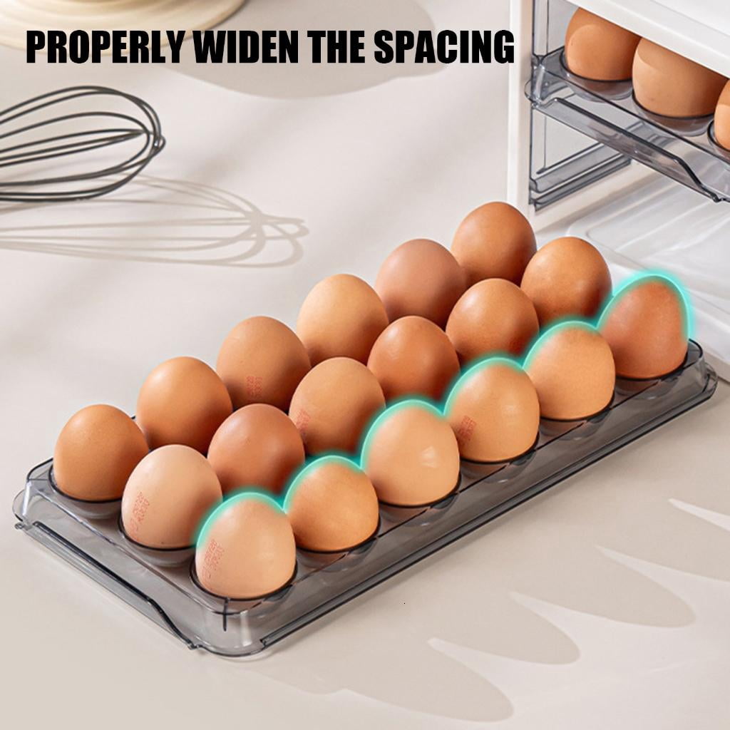 HannLk Eggs Holder 2 Layer Foldable Eggs Container with Lid Handle Clear Eggs Tray