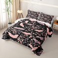 thumbnail image 3 of Homewish Halloween Pink Bat Twin Quilt Set,Floral Vine Print Twin Coverlet Set,Black Blush,2-Piece, 3 of 7