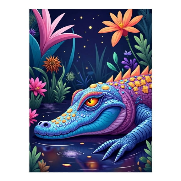 Diamond Art Kit for Adults, Colorful Alligator Print No.12 Diamond Painting for Adults Beginners, 5D DIY Diamond Art Painting Kits, Colorful Diamond Painting Craft for Home Decor 12x16