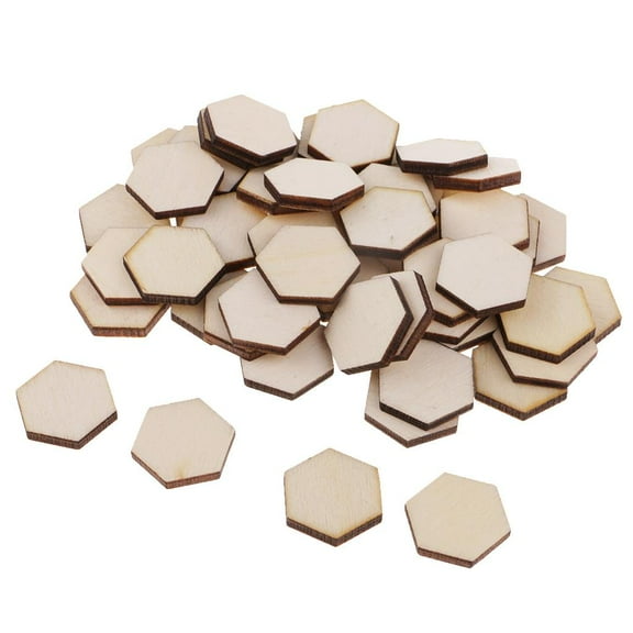 54pc Unfinished Wood Pieces -Wooden Hexagon Cutout Tiles, Natural Rustic Craft