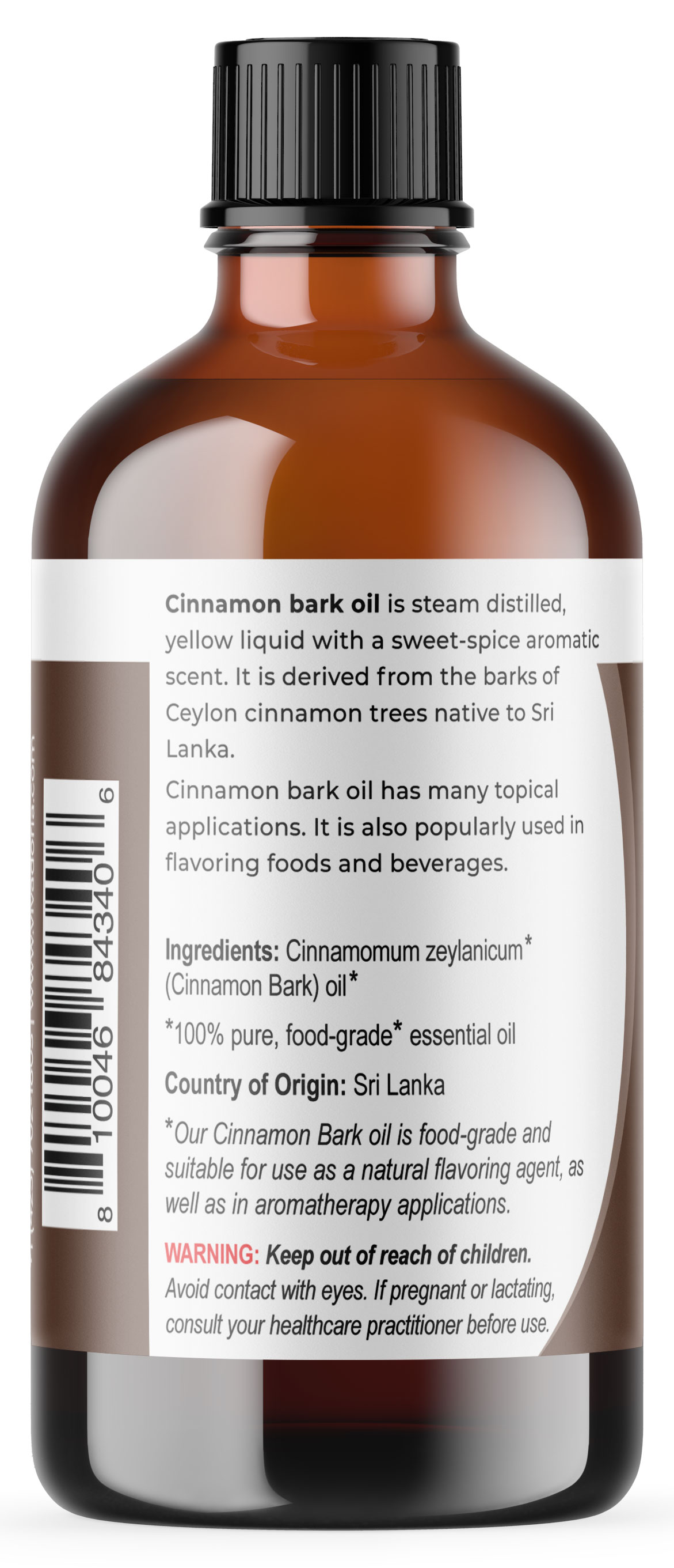 Viva Doria Pure Cinnamon Bark Essential Oil, Food Grade, 4 Fl Oz (118 mL)