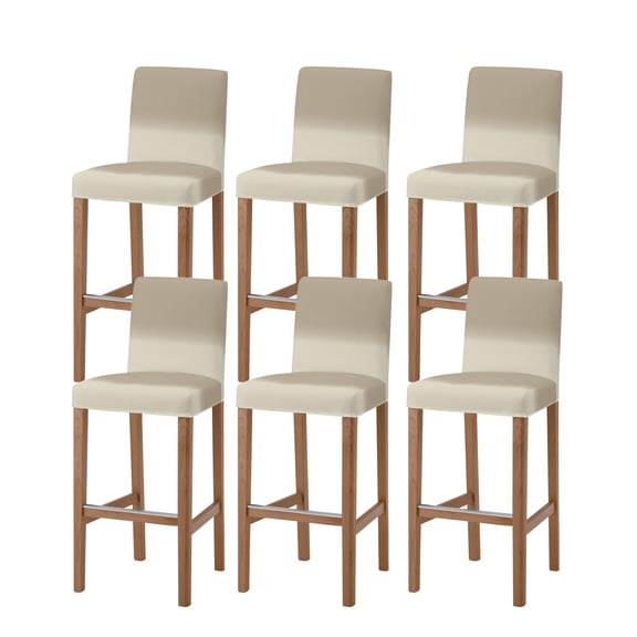 Beige Brown Ombre Bar Stool Covers Set of 6, Abstract Modern Art Gradient Stretch Washable Bar Chair Covers with Backs, Removable Pub Counter Height Chair Cover for Kitchen Dining Room Cafe