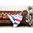 thumbnail image 2 of 100% Cotton , Three layers woven,breathable and absorbs moisture Quilted Throw Blanket  (Red White and Blue Stripes), 2 of 2