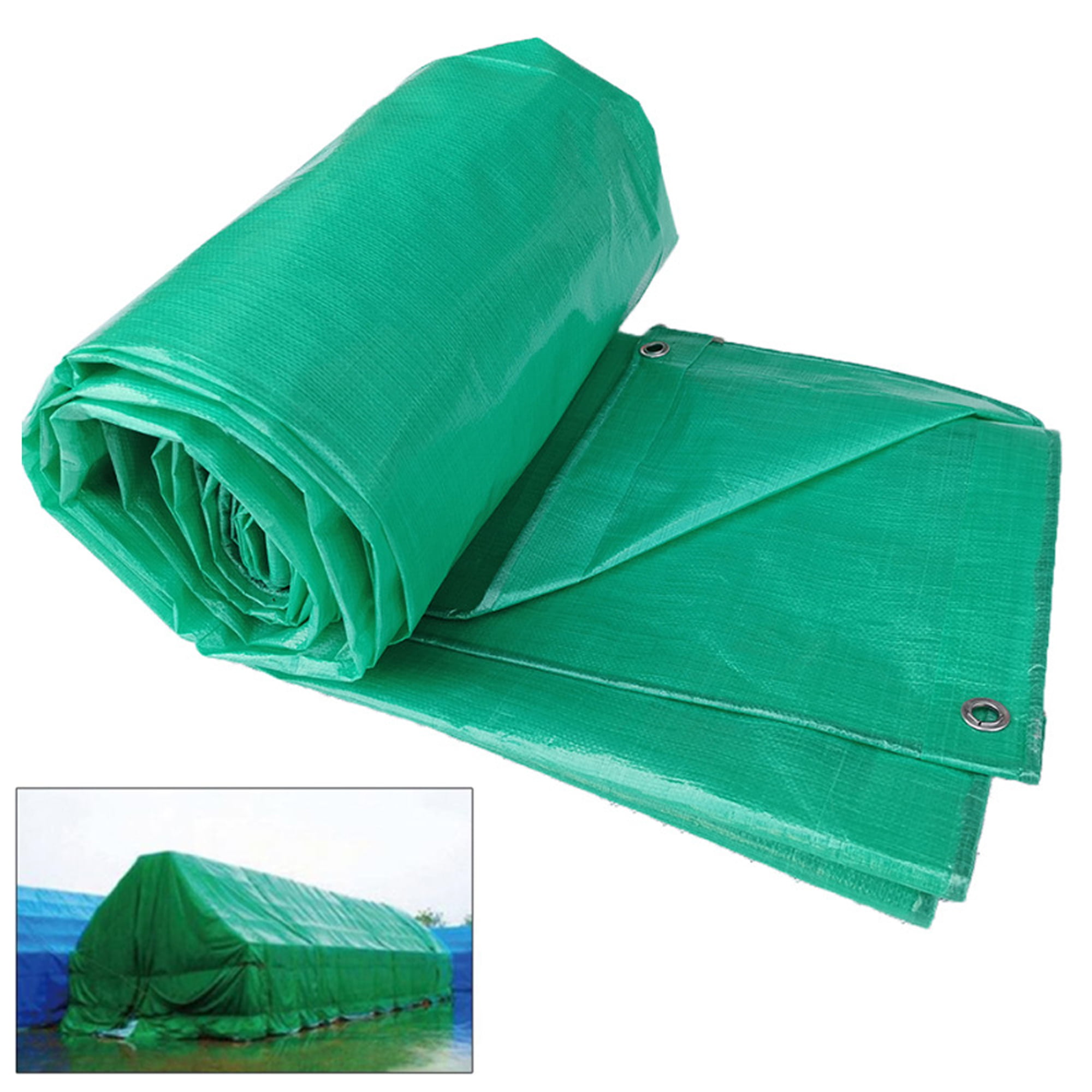 10 Sizes Heavy Duty Tarpaulin Waterproof Cover Tarp Camping Sheet Green 90gsm 