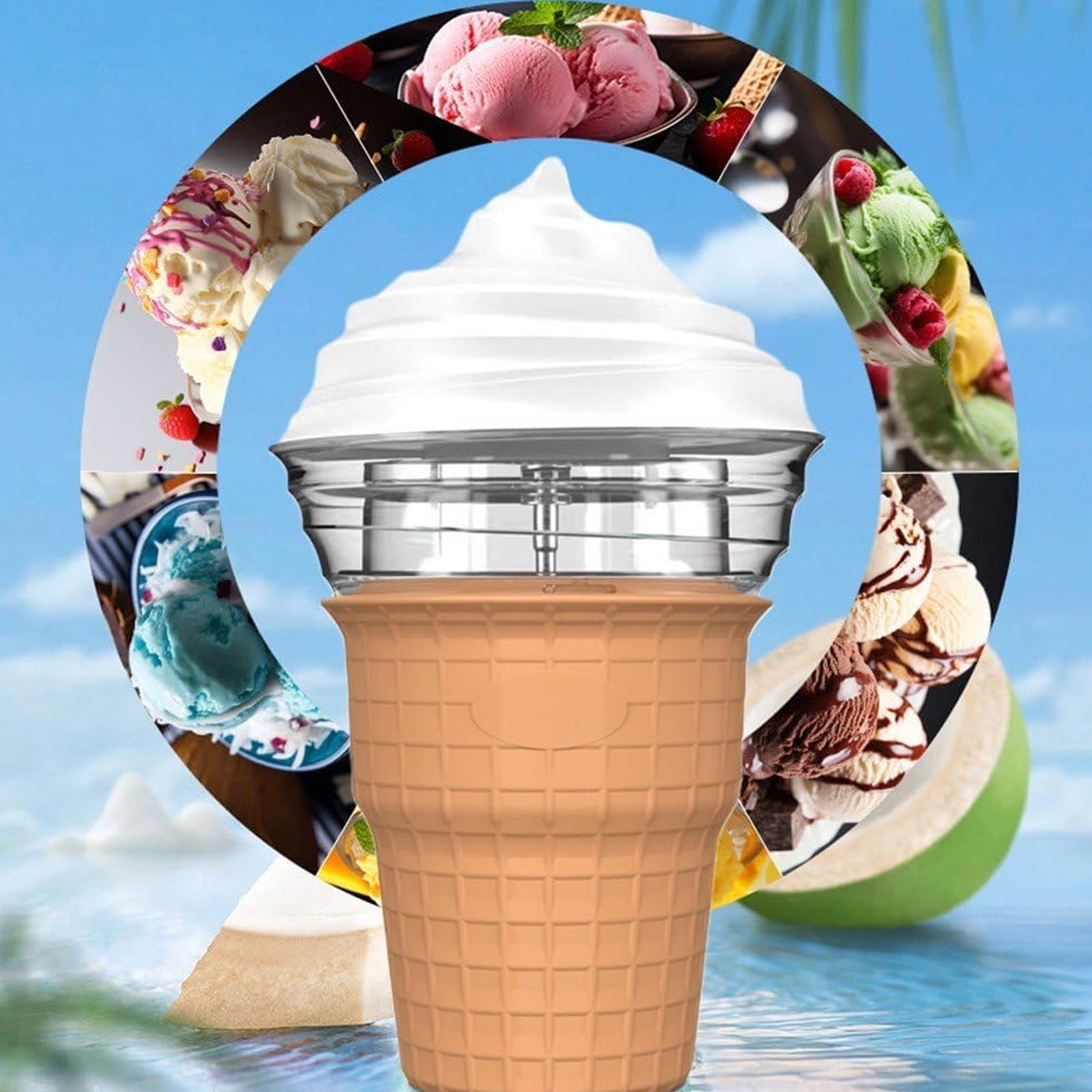 Homelife Electric Ice Cream Maker Quick DIY Fruit Ice Cream Machine for Homemade Gelato Sorbet Yogurt Milkshakes Drinks