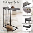 thumbnail image 5 of C Shaped End Table with Metal Frame - Modern Slim Sofa Side Table for Living Room, Grey, 5 of 9