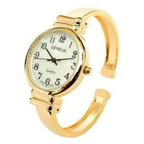 New Gold Geneva Metal Band Slim Case Women's Bangle Cuff Watch