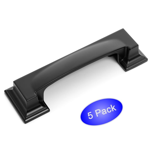 5 Pack - Cosmas 8103FB Flat Black Cabinet Hardware Cup Handle Pull - 3" Inch (76mm) & 3-3/4" Inch (96mm) Hole Centers