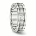 thumbnail image 5 of Stainless Steel Polished and Brushed Grooved CZ Ring, 5 of 10