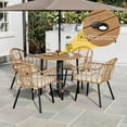 thumbnail image 3 of Dextrus Patio Round Dining Table with 2.2" Umbrella Hole,Plastic Wood Tabletop - Beige, 3 of 4