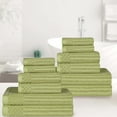 thumbnail image 2 of Cotton Highly Absorbent 12-Piece Solid and Checkered Border Towel Set, Sage, by Superior, 2 of 7