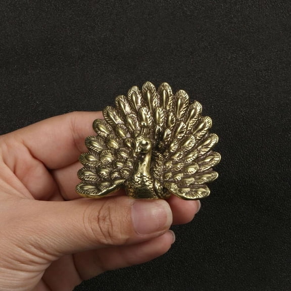 Brass Solid Peacock Figurine Small Statue Home Ornament Figurines Collectibles