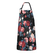 Pioneer Flower Floral Print Pattern Apron-Garden Aprons for Women with Pockets-Cotton Linen Waterproof Kitchen Cooking Gardening Aprons Adjustable for Kitchen,Cooking,BBQ and Salon 33x27 Inch