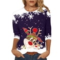 thumbnail image 2 of Hauts et Blouses d'Été pour Femmes 2023, Imprimé Décontracté de Noël, Manches Trois-Quarts, Col Rond, en Liquidation, 2 of 4