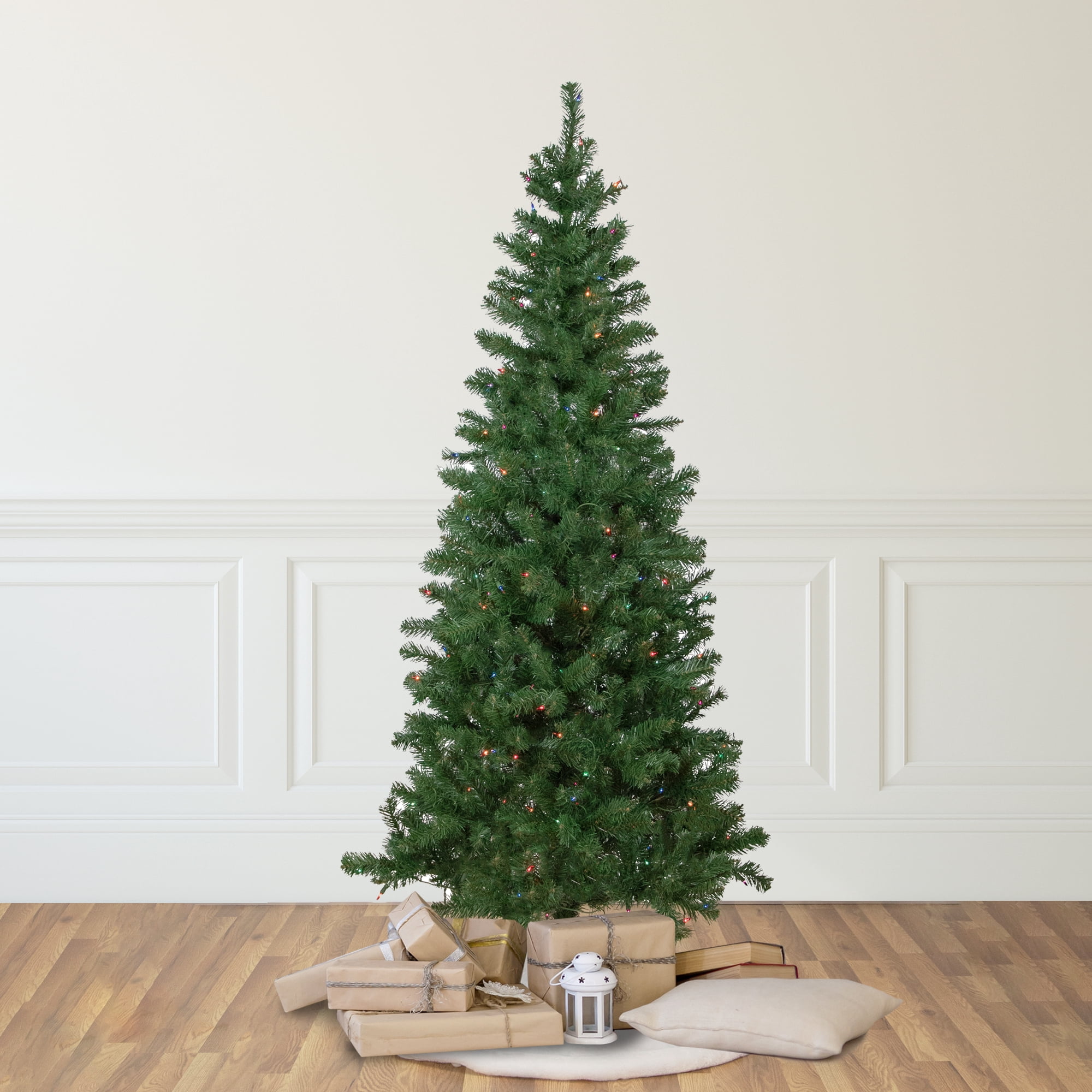 Northlight 6' Pre-Lit Wilson Pine Slim Artificial Christmas Tree Multi Lights