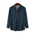 thumbnail image 1 of Grianlook Button Up Lapel Collar Shirts for Men Loose Casual Tunic Tops Striped Short/Long Sleeve Tshirts XL Y-Long Sleeve-5, 1 of 3