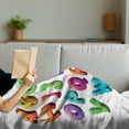 thumbnail image 3 of Alphabet Soft Flannel Fleece Throw Blanket, Gradient Colors Graffiti Look Letters on Plain Background, Cozy Plush for Indoor and Outdoor Use, 60" x 80", Azure Blue Dark Sky Blue, by Ambesonne, 3 of 5