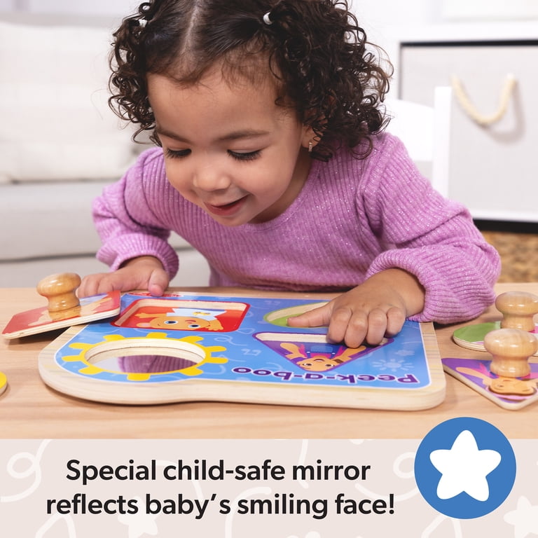 Ms. Rachel Wooden Peek-a-Boo Jumbo Peg Puzzle, 4-Piece Toddler Toy